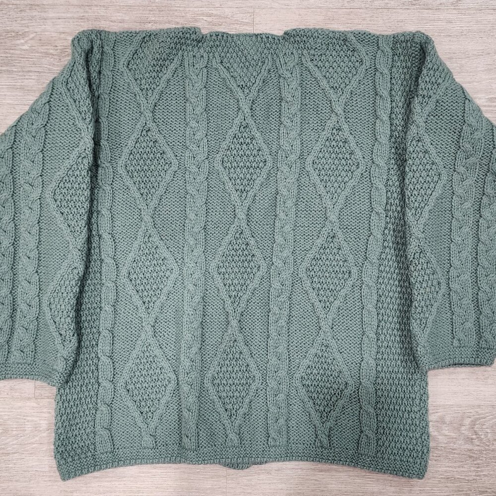 NWT VTG Connemara Knitwear Sweater Cardigan Merino Wool Ireland Green Women's M - Picture 8 of 9